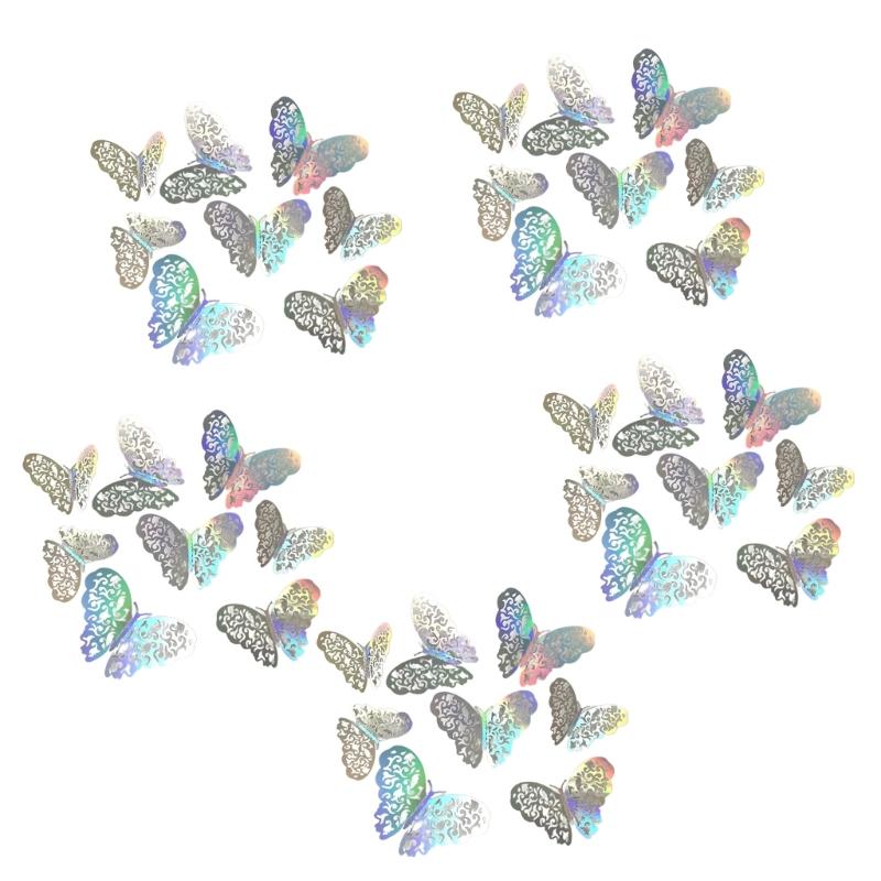 

Pack of 72 3D Hollowout Design Colorful Butterfly Sticker for Living Room Bedroom Office Weddings Party Decorations
