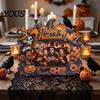 Decorative Mantle Piece Halloween Photo Frame, Wooden Desktop Picture Holder for Spooky Party Decoration Kids Room Home Accents And Festive