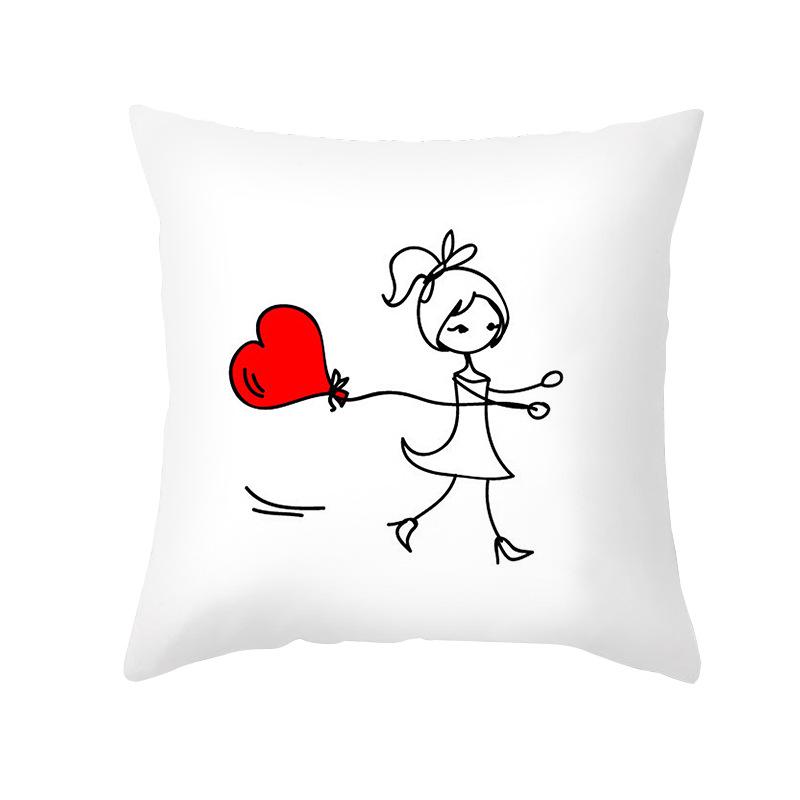 Valentine's Day Pillow Cover Couple Love Cushion Cover Peach Skin Fur Home Bedroom Sofa Cushion Cover