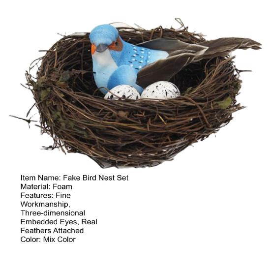 1 Set Artificial Bird Decorative Lightweight Simulation Bird Nest Set Home Decor for Courtyard Garden