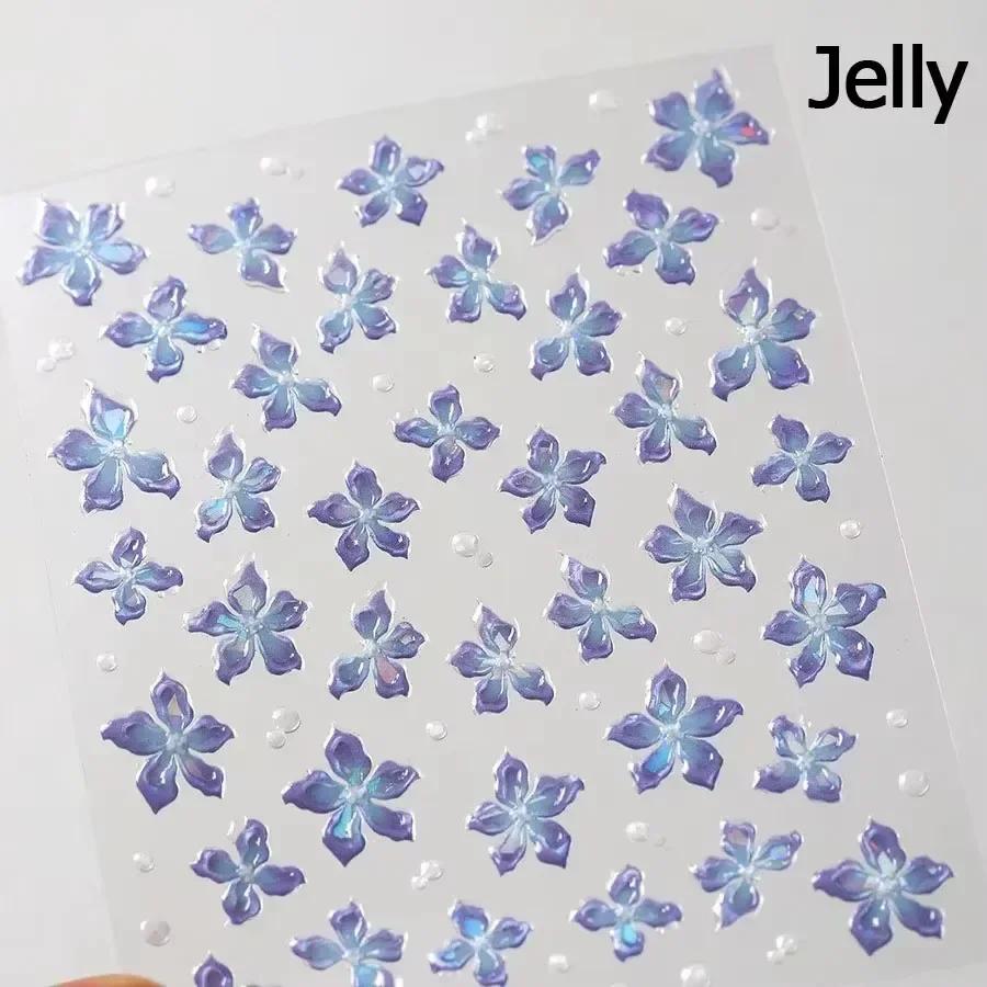 White Flower Gold Leaf Floral Petal Tulip Bloom Charming Retro Metal Soft Self Adhesive 5D Nail Art Sticker Manicure Decal DIY