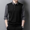 Men's Plush Collar Business Shirt, Fake Two-Piece with Striped Base, Ideal for Middle-Aged and Young Men.
