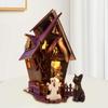 3d Haunted House Model Halloween Wooden Puzzle Diy Haunted House Wooden Puzzle Kit with Light-up Ghosts for Halloween Party