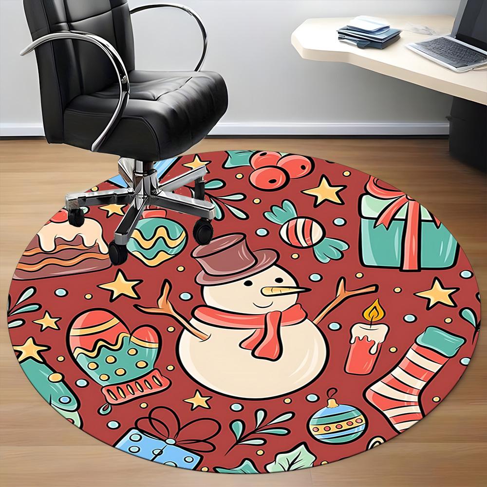 1pc Christmas Ornaments Carpet for Office Non-Slip, Round Carpet, Soft & Comfortable, Carpet for Office, Lightweight Round Floor Mat
