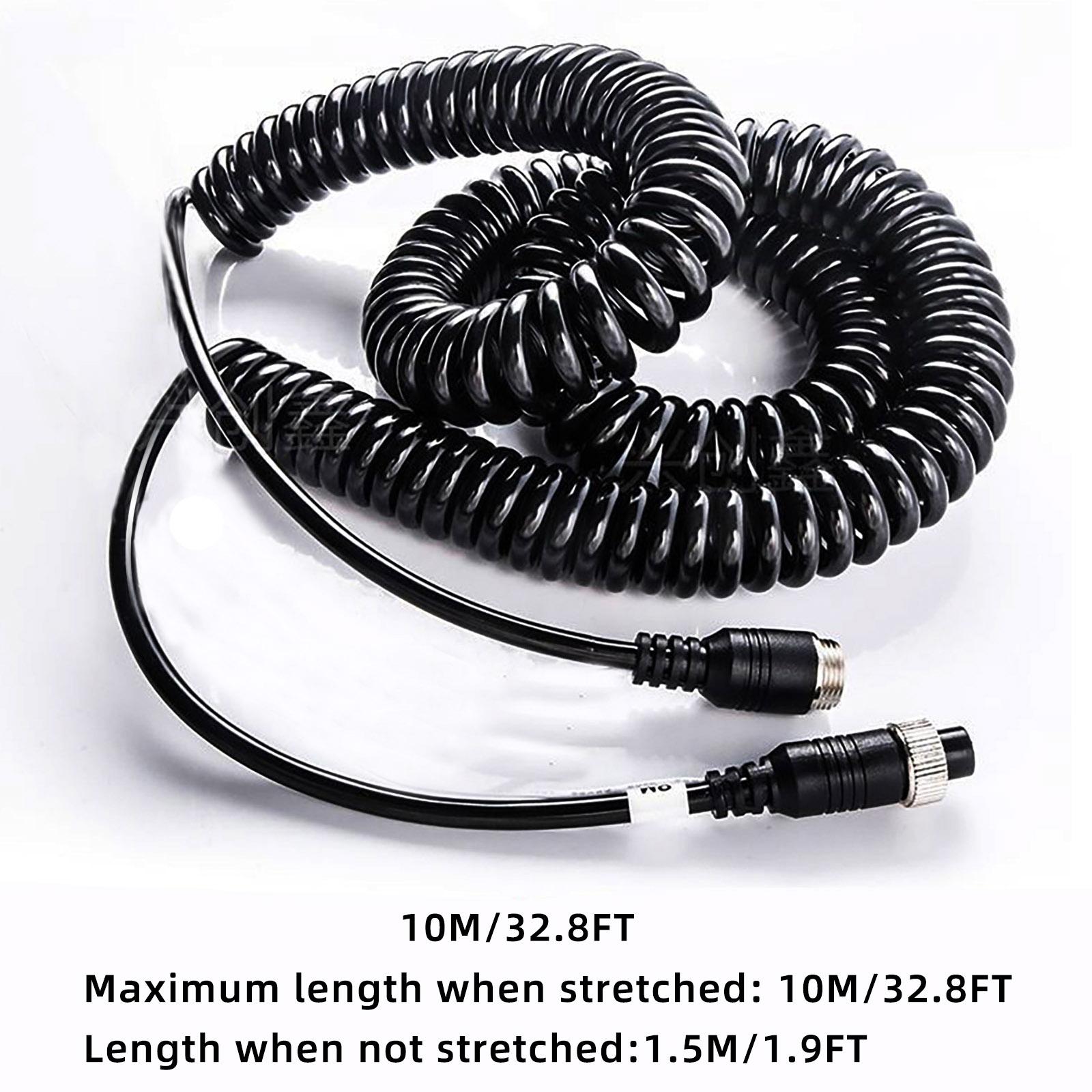 

5M/16.4ft 10M/32.8ft 4-контактный эластичный пружинный кабель авиационный удлинитель видеокабель для камеры Blackup автобус Turck фургон грузовик автофургон