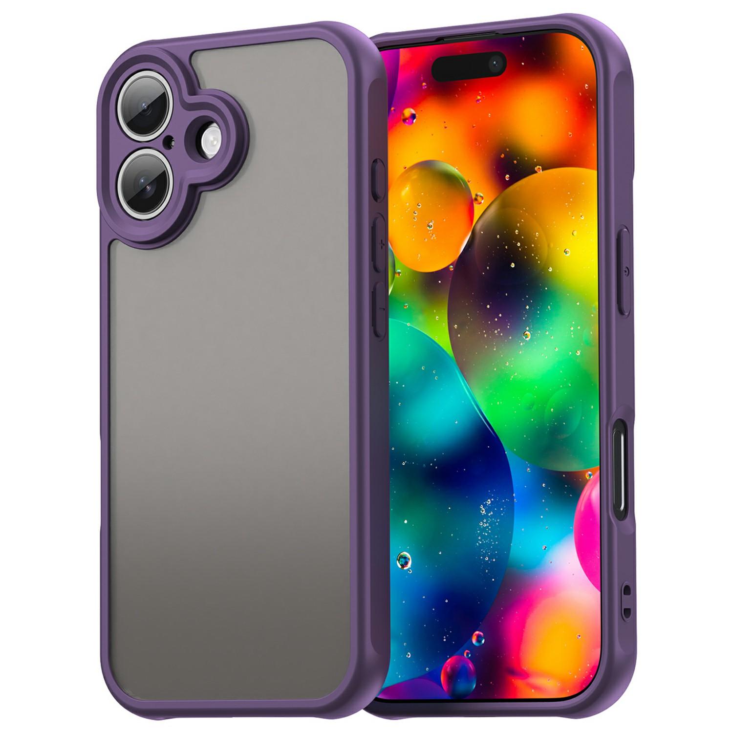 

For iPhone 17 Case Drop Proof Airbags Frosted Translucent PC+TPU Phone Back Cover Purple