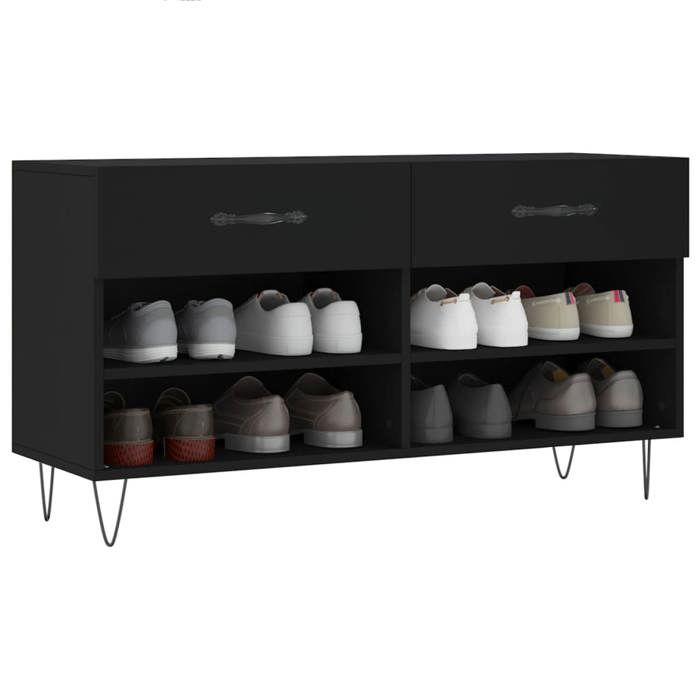VidaXL Banc à Chaussures, Armoire à Chaussures avec 4 Étagères et Pieds, Meuble à Chaussures avec 2 Tiroirs Salon, Moderne, 829733
