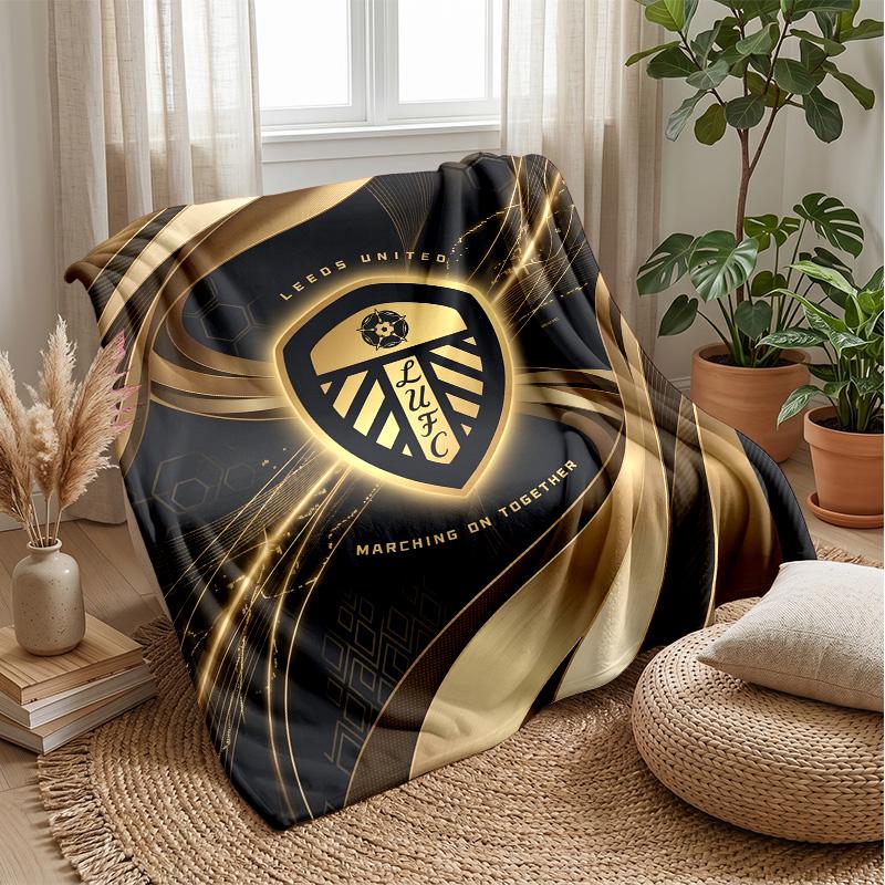 Coperta in Flanella con Stampa Leeds United, Morbida Calda Leggera Coperta da Divano Letto Campeggio