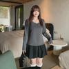 Women's Plus Size Lace Splicing One-Shoulder Long-Sleeve T-Shirt