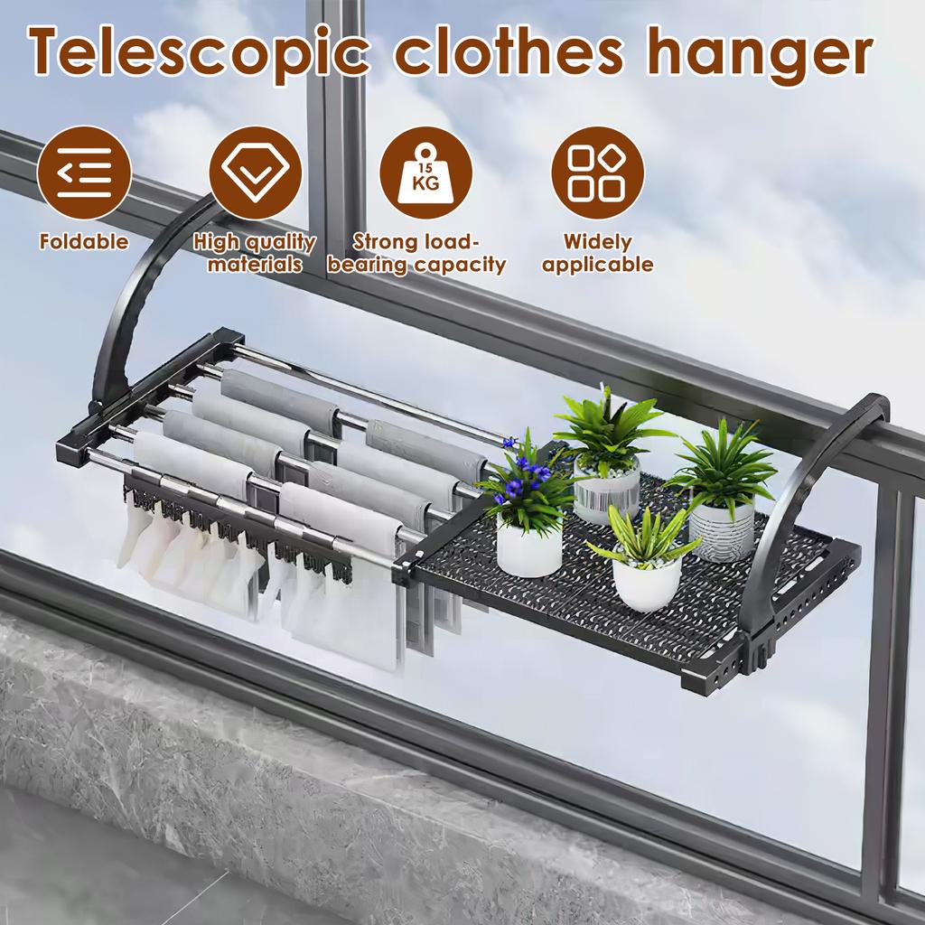 Foldable Balcony Radiator Drying Rack Extendable Stainless Steel Drying Clothes Airer Shoe Rack Window Towel Storage Portable