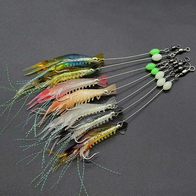 7 Stück/Los 8cm 5g Silikon Garnelen Angelköder Leuchtende Weiche Angelköder Gemischte Farbe Künstlicher Garnelenköder Pesca Sabiki Vorfach YE96