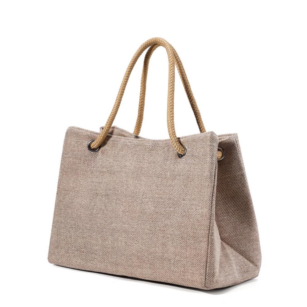 

Shoulder Bag Solid Color Handbag Beach Bag Ethnic Style Handba Casual Linen Tote Bag Women хаки