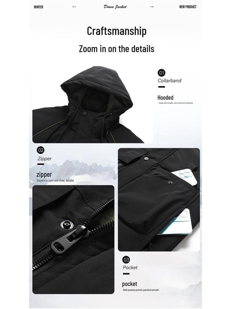 Men's High-Quality Cold-Proof Down Workwear Jacket - Convertible American Outdoor Design