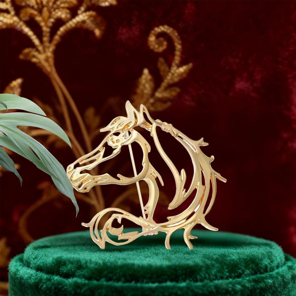 Hollowed-out Minimalist Horse Shaped Brooch Horse Pin Alloy Dual-purpose Pin Costume Accessories Horse Brooch Pin For New Year