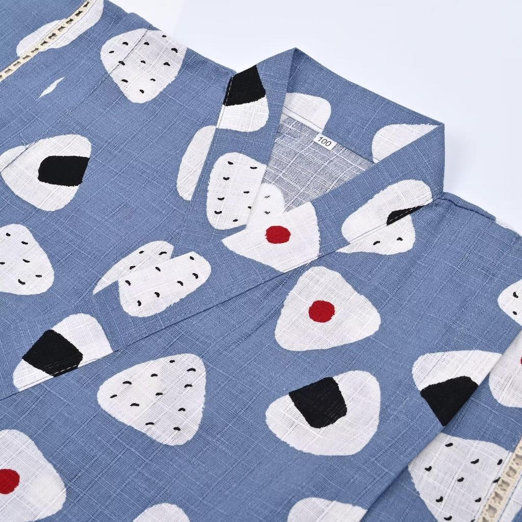 JIUJIUYCL Jinbei Set for Summer Yukata Top and Bottom Lightweight and with Japanese Cute Kimono for Perfect for Summer Fireworks and Evening Cool