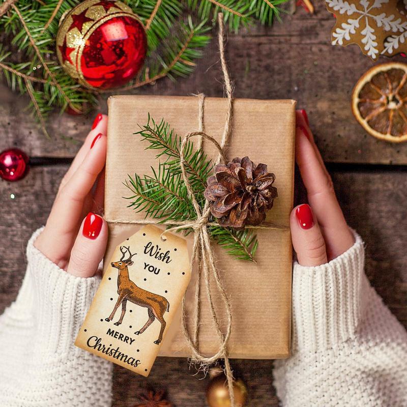 Christmas Tags With String 60 Pieces Christmas Tag Decoration Christmas Tags Christmas Decoration Tags Christmas Cartoon Labels