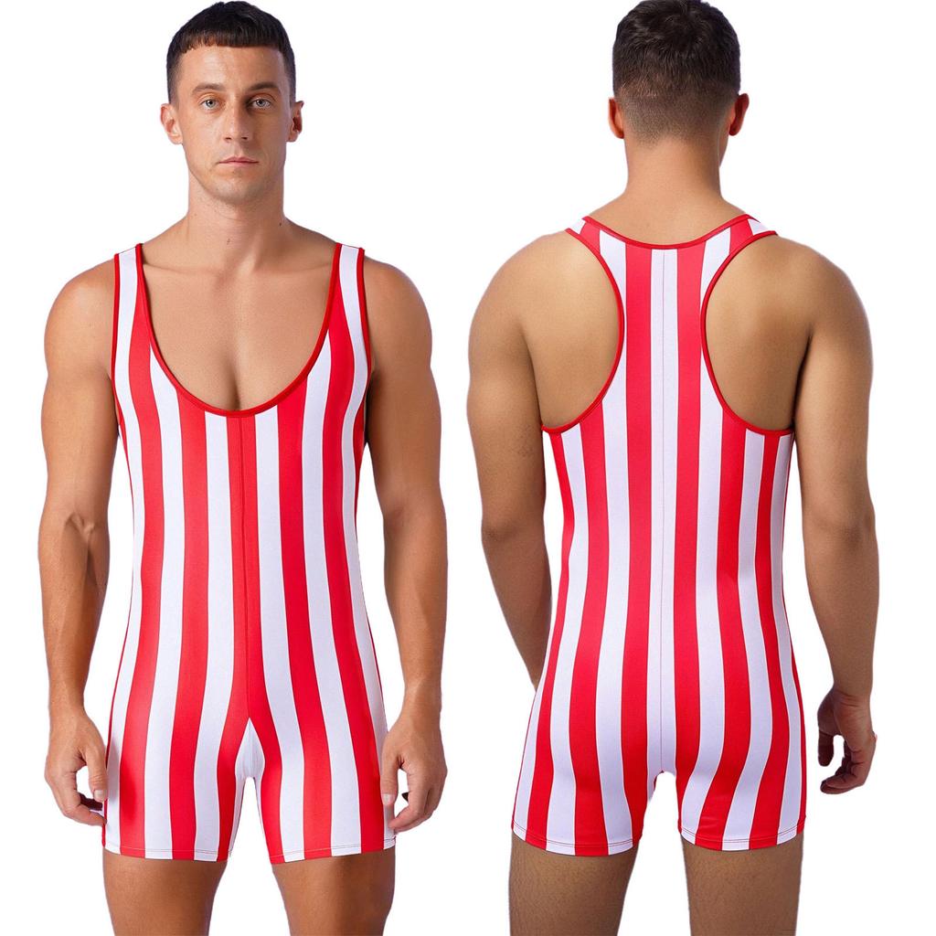 Costume da bagno intero da uomo senza maniche slim fit fitness palestra body sportivo uomo abbigliamento da surf