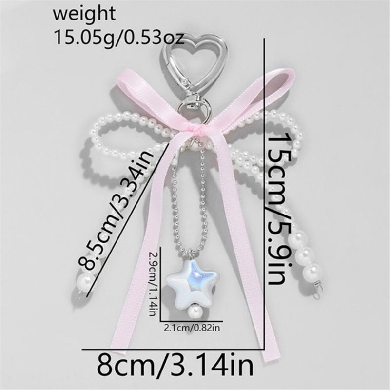Stylish Love Heart Pendant Bowknot Keychain Accessory Stylish Key Holder for Women Sturdy Alloy Car Key Pendant