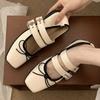 Fashion Vintage Square Toe Buckle Design Mary Jane Shoes Women Fashion Shallow Bow Brand Ballet Flats Comfortable Concise Casual Shoes