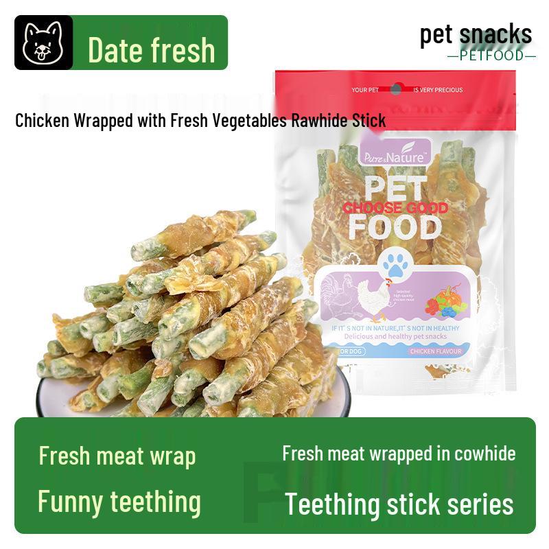 Pet Food Dog Snacks: Chicken, Duck & Beef Wrapped Rawhide Dental Chews 400g