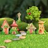 Mini Cartoon House Figurine Miniature Road Sign Chair Stone Letter Box Mushroom Statue House Micro Landscape Fairy Garden Decoration