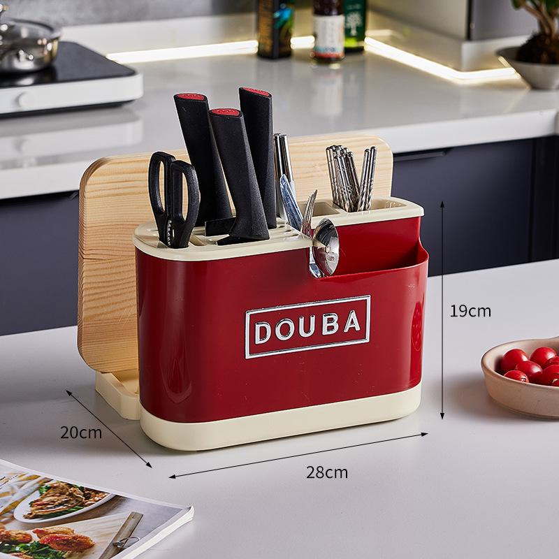Dopamin Multifunktionaler Küchenmesser- und Schneidebretthalter mit integrierter Aufbewahrung.