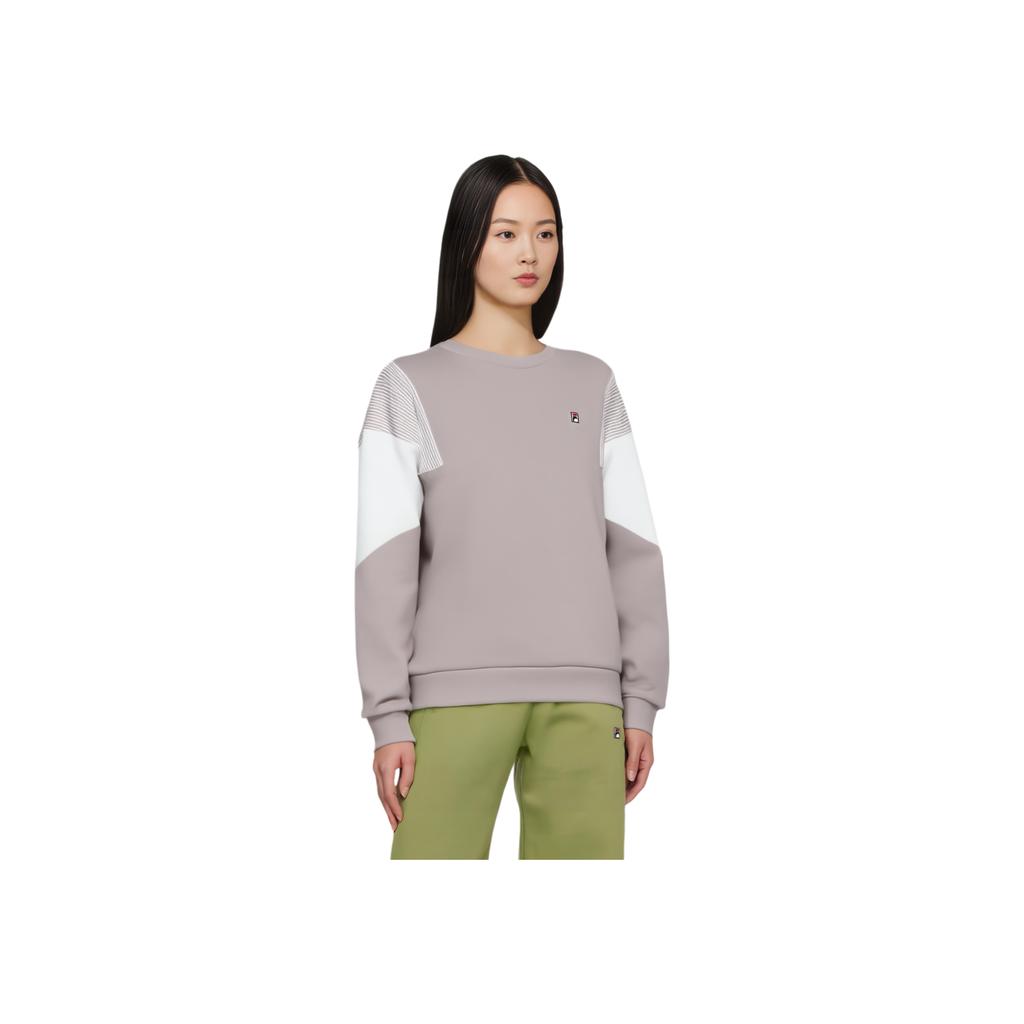 FILA Color Block Sports Crew Neck Sweatshirt Women sweatshirt Gray Pink F11W131202F-LP