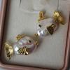 Ocean World Clownfish & Pearl Necklace - Kissing Goldfish Pendant On Colorfast Collarbone Chain