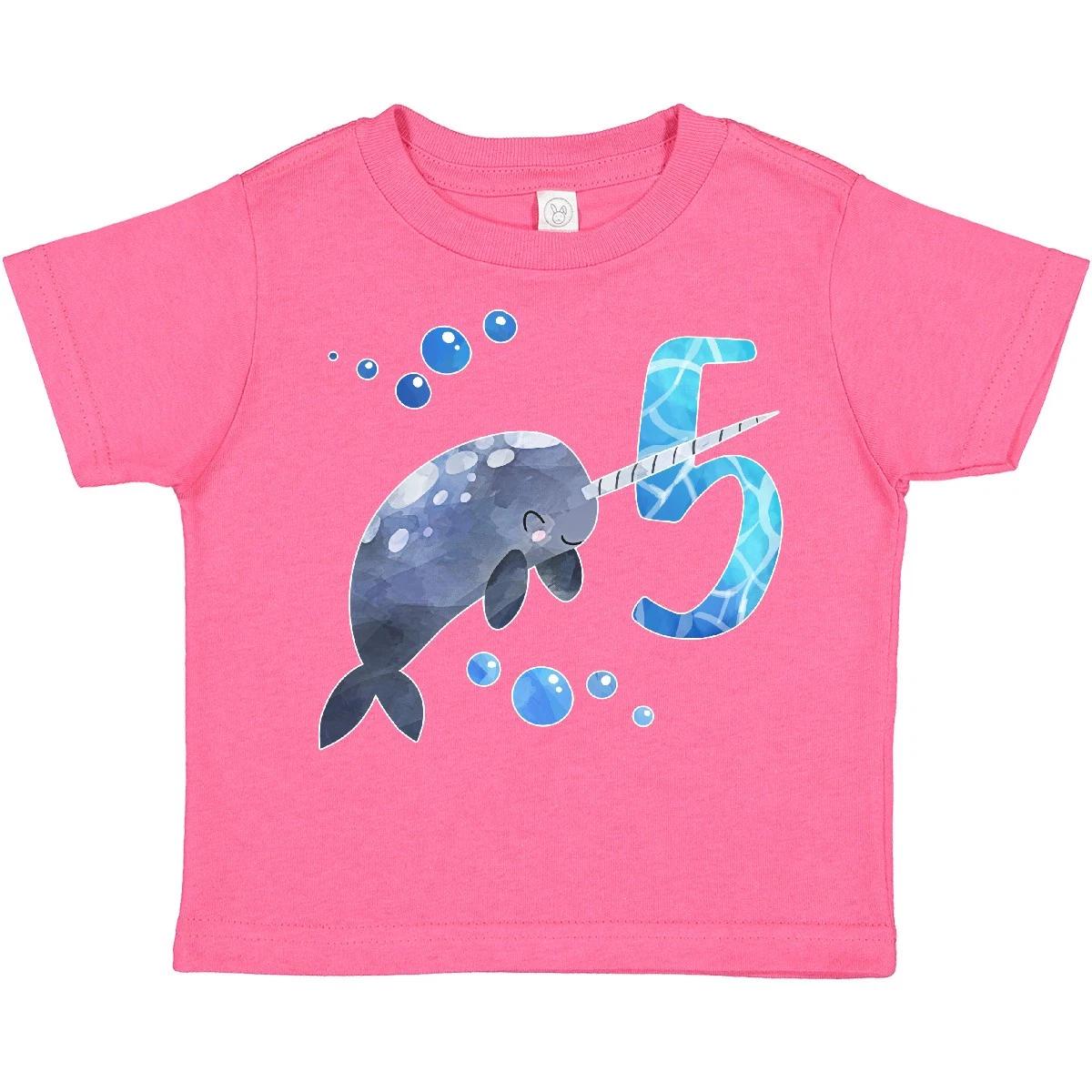 Inktastic Cute Narwhal 5th Birthday Toddler T-Shirt Birthdays Five 5 Turning Old 100