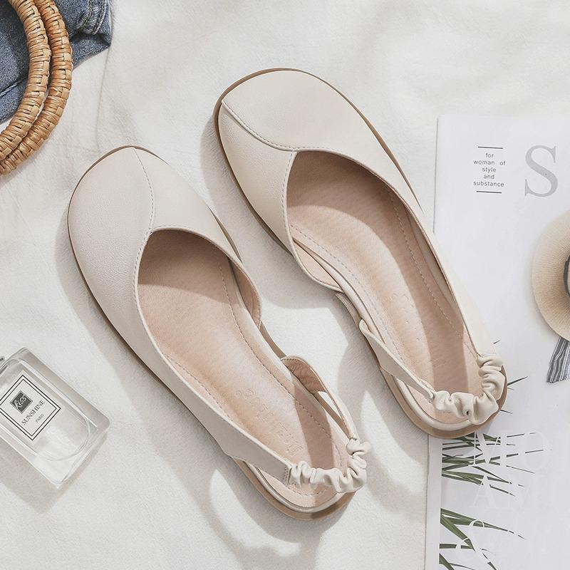 Fashion 2025 Summer Flat Sandal Shoe Women's Heels Without Fashion Girls Closed Clear Comfort Scandals Concise Closed Toe Sandals Fashio