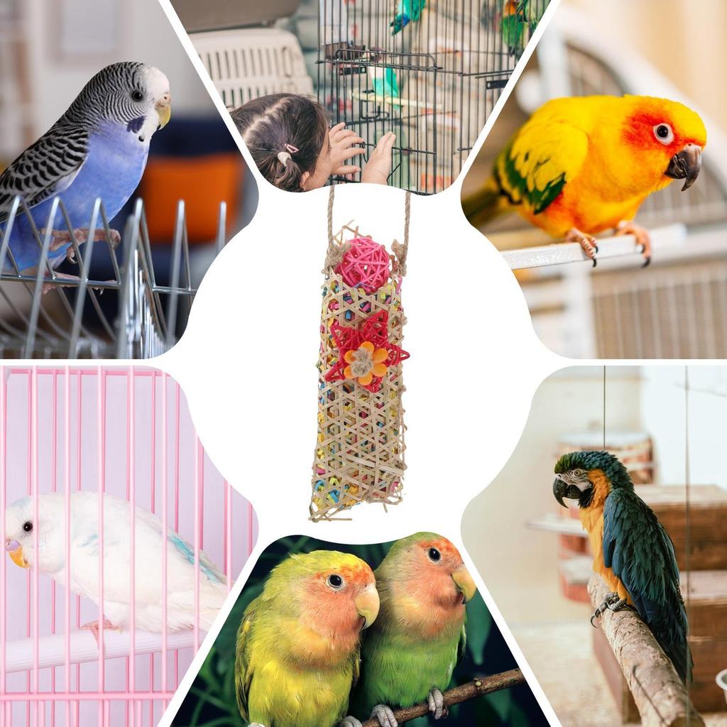 Juguetes para Pájaros Loros Periquitos Forrajeo Trituradora de Papel Juguetes Coloridos Cuerda Perca Columpio Papel Accesorios Jaula Soporte Para