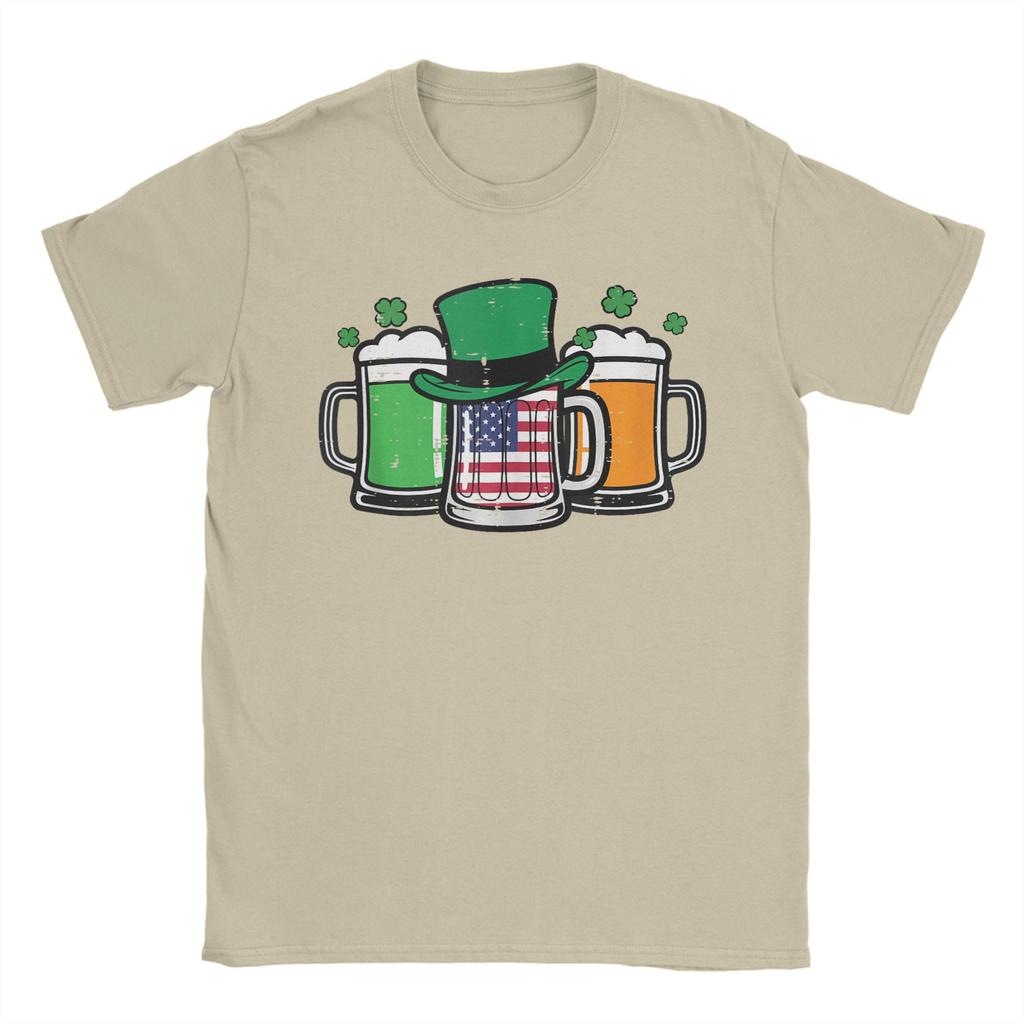 St. Patrick's Day Tasse US-Flagge Saint Pattys Patriotische T-Shirts Unisex Baumwoll-T-Shirt Rundhals-T-Shirts Kurzarm Kleidung Geschenkidee