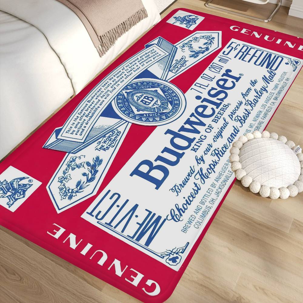 B-BudweiserS Beer Door Mat Washable Non-Slip Living Room Sofa Chairs Area Mat Kitchen Toilet Rug