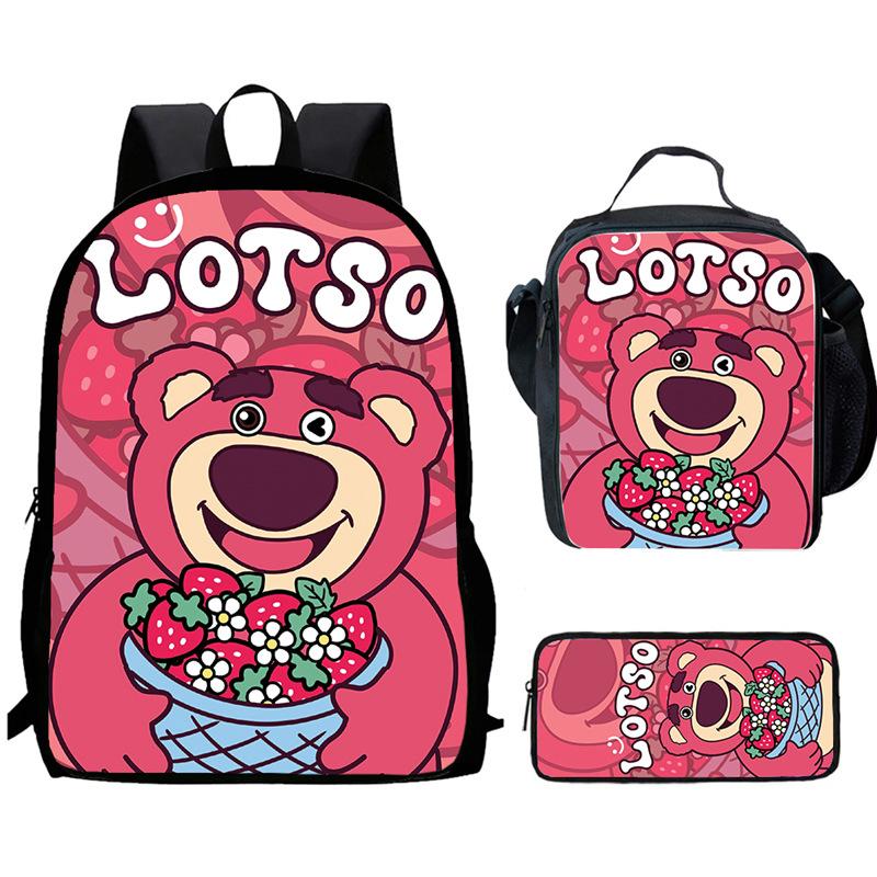 Strawberry Bear School Bag High Definition Printing Multi-Function Oxford Lightweight Backpack