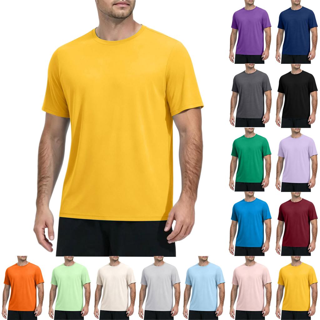Men's Summer Quick Dry Short Sleeve T Shirt Lightweight Athletic Fitness Top for Outdoor Sports Hiking Running Gym