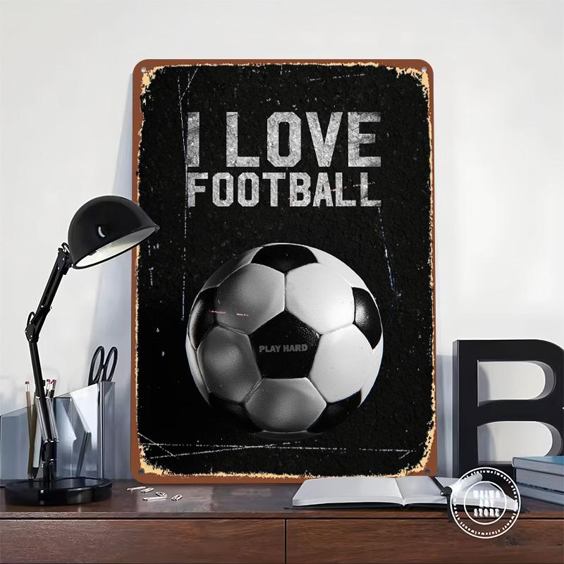 I Love Football Tin Plaque Poster Customized Wall Art Retro Vintage Metal Signs for Room Garage Decoration At Home House Decor