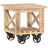 VidaXL Side Table with Wheels 40x40x42 Cm Raw Mango Wood