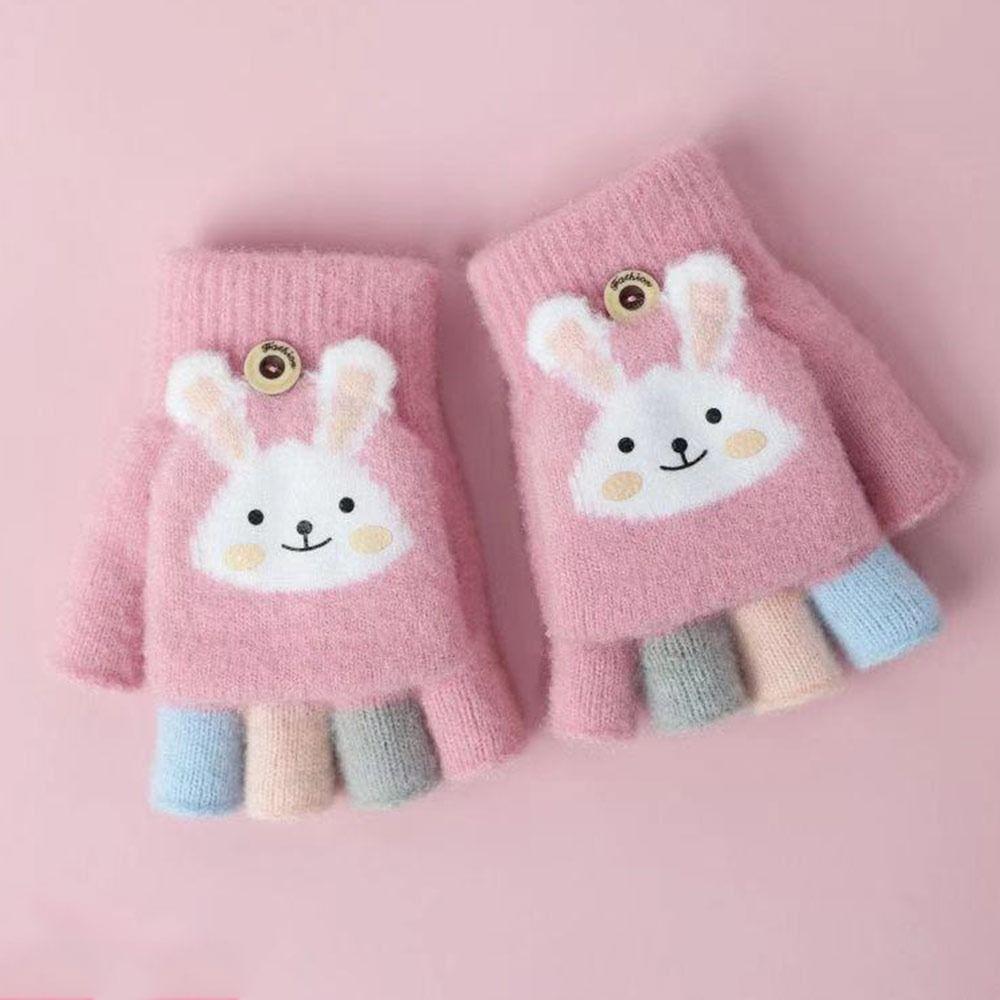 Baby Boys Girls Plush Soft Cute Thick Warm Knitted Mittens Kids Gloves