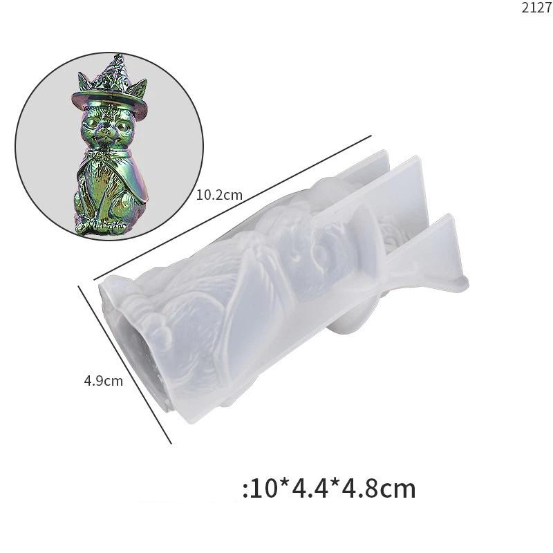 

1 Pcs Cat DIY Epoxy Resin Mold Mirror Magic Cat Ornament Pirate Cat Key Pendant Silicone Mold