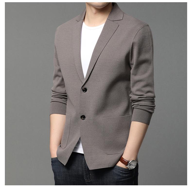 Men's Romon Knit Cardigan Coat, Trendy Spring & Autumn 2025 Outerwear Sweater Suit