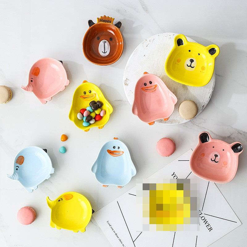 Wjg Pretty B Creative Ceramic Internet Celebrity Small Taste Plate Cartoon Tableware Ceramic Cute Sauce Plate Small Vegetable Plate Fruit Plate Spitting Bone Plate