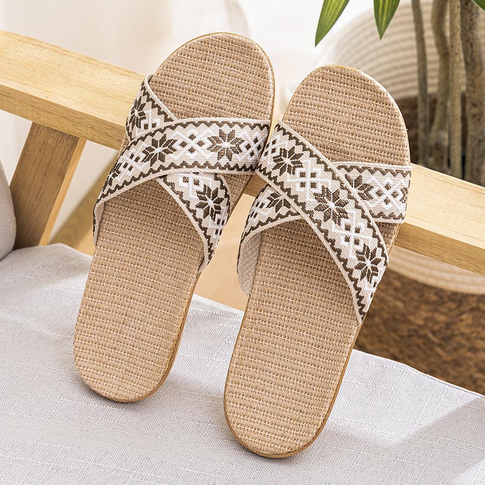 Four Seasons Women's Linen Deodorant Anti-slip Indoor/Outdoor Silent Slippers