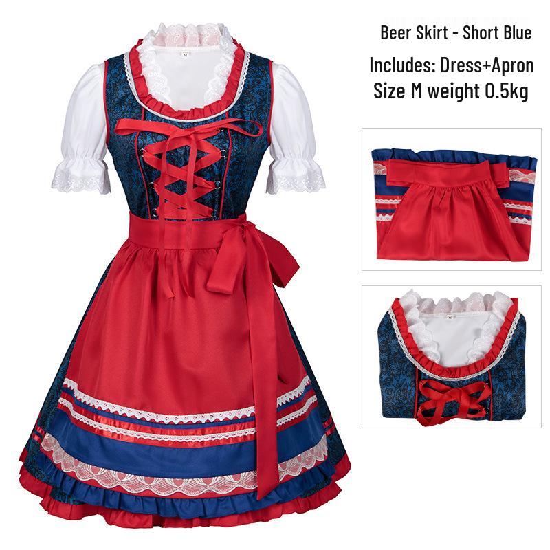 2025 Euro-American Beer Fest Women's Lace Maid Dress Set, Color Block, Plus Size Skirt