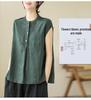 Women's Plus Size Linen Cotton Sleeveless Summer Top - Loose Fit for Middle-Aged & Elderly