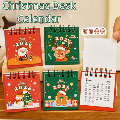 Cute Christmas 2026 Desk Calendar Cartoon Portable Schedule Planner Coil Binding Daily Planner Office School Supplies