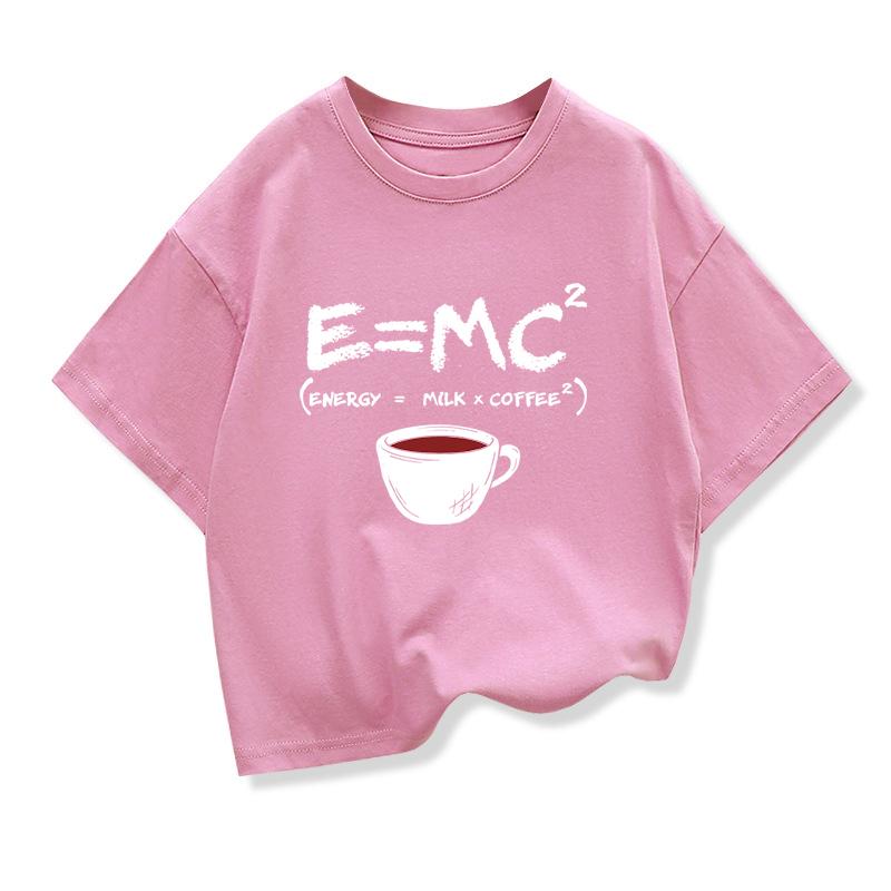 T-shirt d'été pour garçons Coton Décontracté Drôle Imprimé Énergie=Lait+Café Hommes Cool Lâche Col Rond Hauts Pour Bébés Enfants Manches Courtes T-shirts Hommes