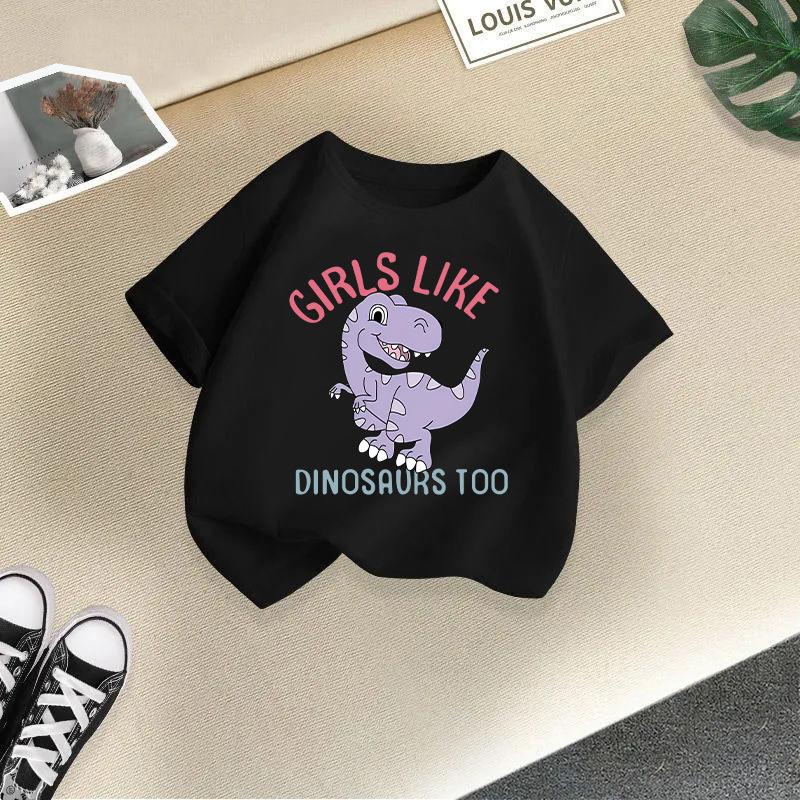 Children T-shirtDinosaur Printed Kids 100% Cotton Clothes Tshirt Tops Tee Boys Girls Short-sleeved T Shirt 2-13Y