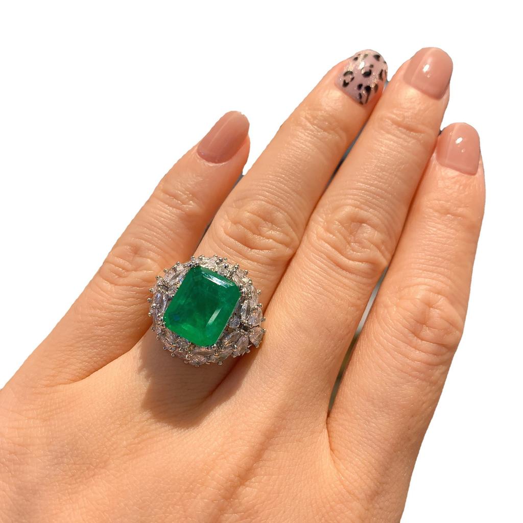 Schmuck Ring Farbe Schatz Beliebtes Temperament Schmuck Retro Ring Hauptstein 10 * 12