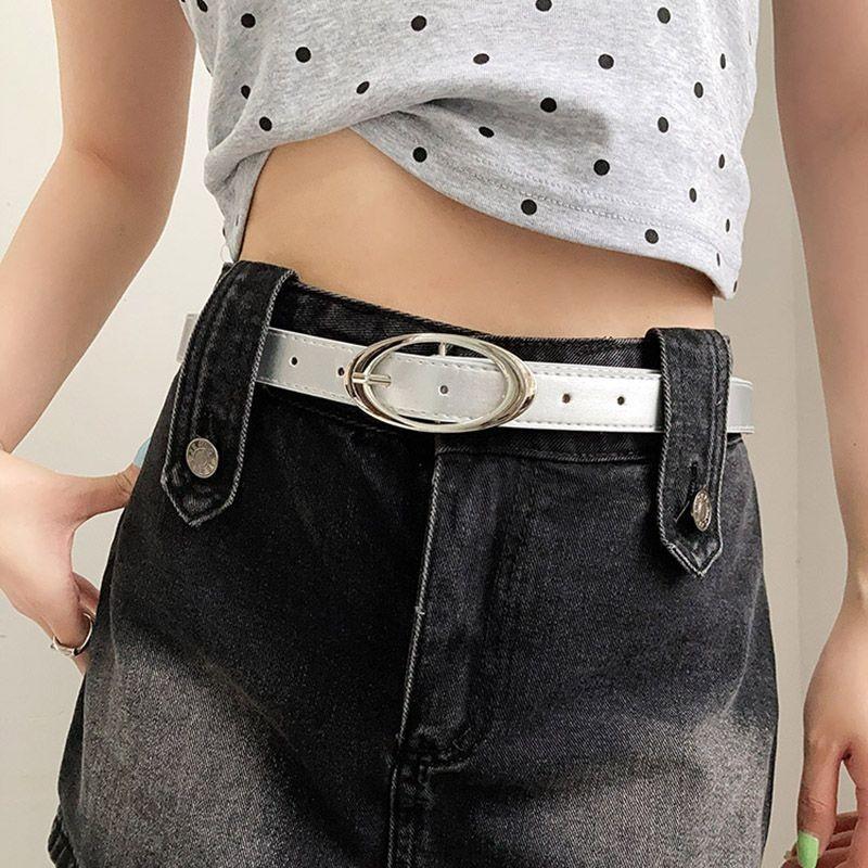 Black Pu Versatile Belt With Timeless Moon Design For Fashionable Looks Denim