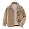Men's Solid Color Retro Corduroy Down Jacket - Stand-up Collar Warm Cotton-padded Outerwear